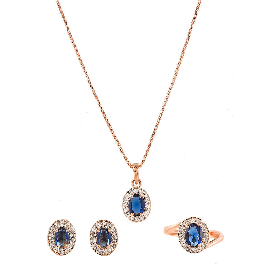 Sparkling Essentials Blue Oval Cut Cluster Setting CZ Box Set - Image 3