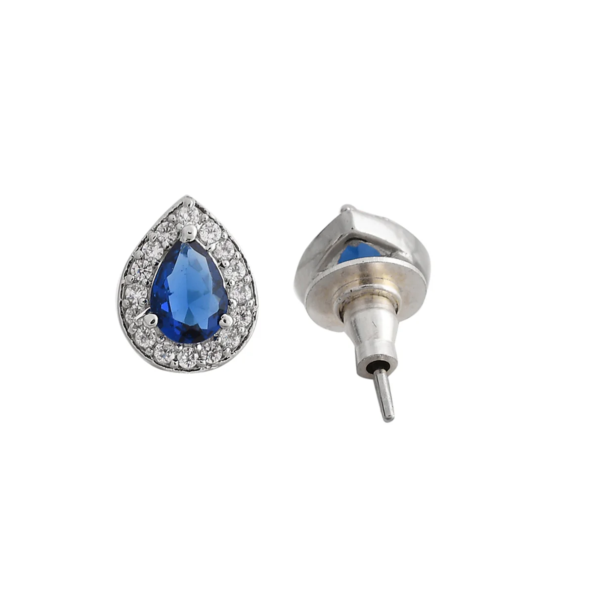 Sparkling Essentials Blue Tear Drop Silver Managalsutra Set - Image 5