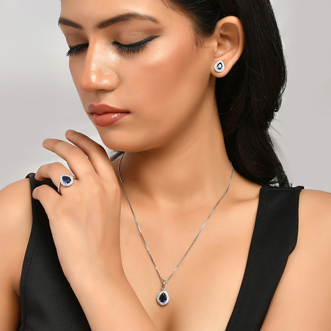 Sparkling Essentials Blue Teardrop Cut CZ Box Set - Image 2