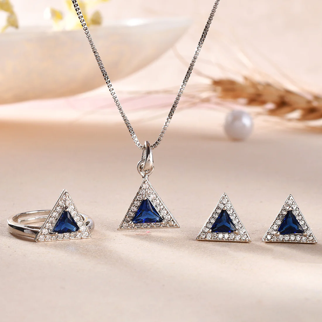 Sparkling Essentials Blue Triangle Cut Cluster Setting CZ Box Set