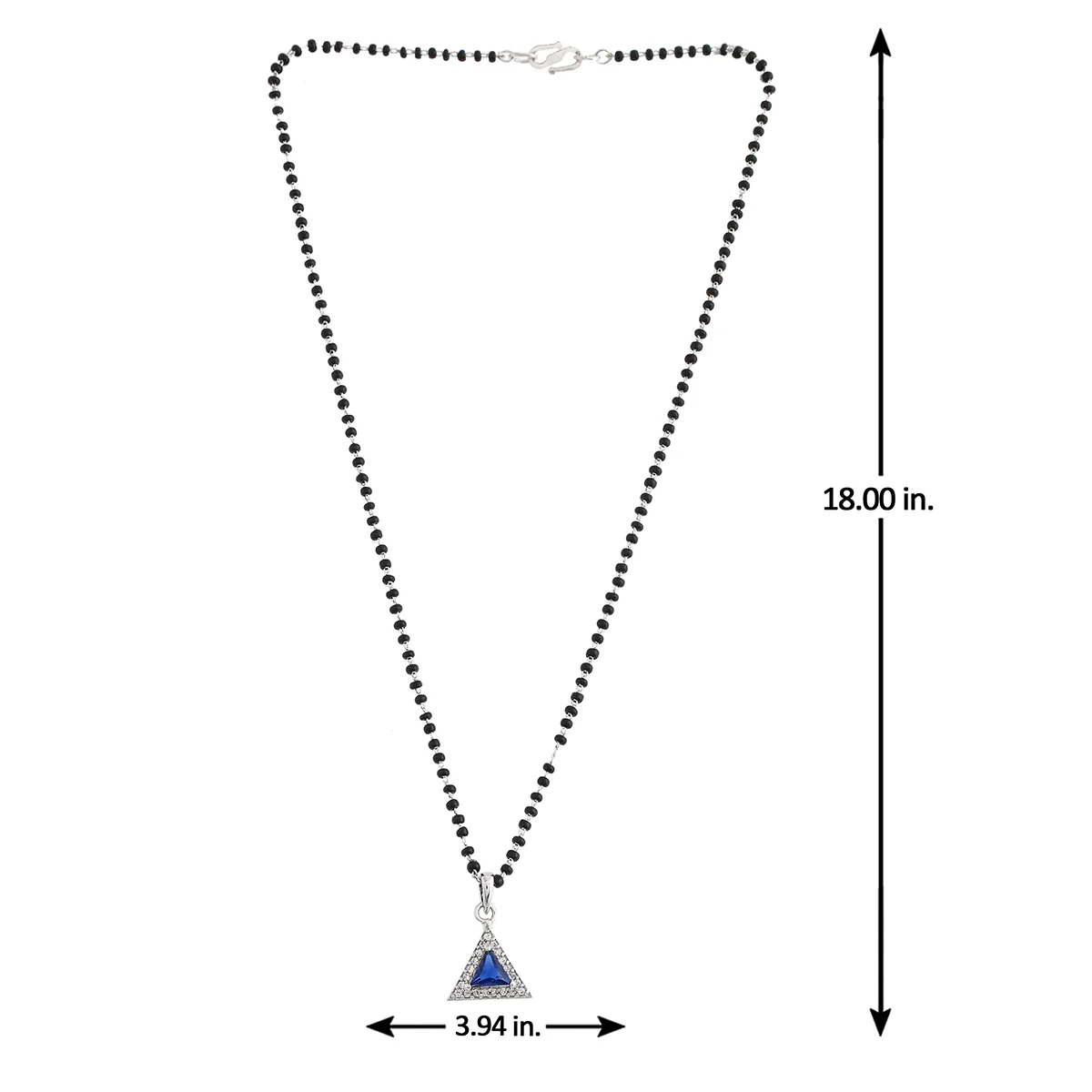 Sparkling Essentials Blue Triangular Mangalsutra Set - Image 6