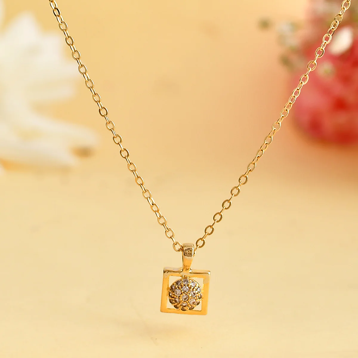 Sparkling Essentials Casual Square CZ Adorned Pendant