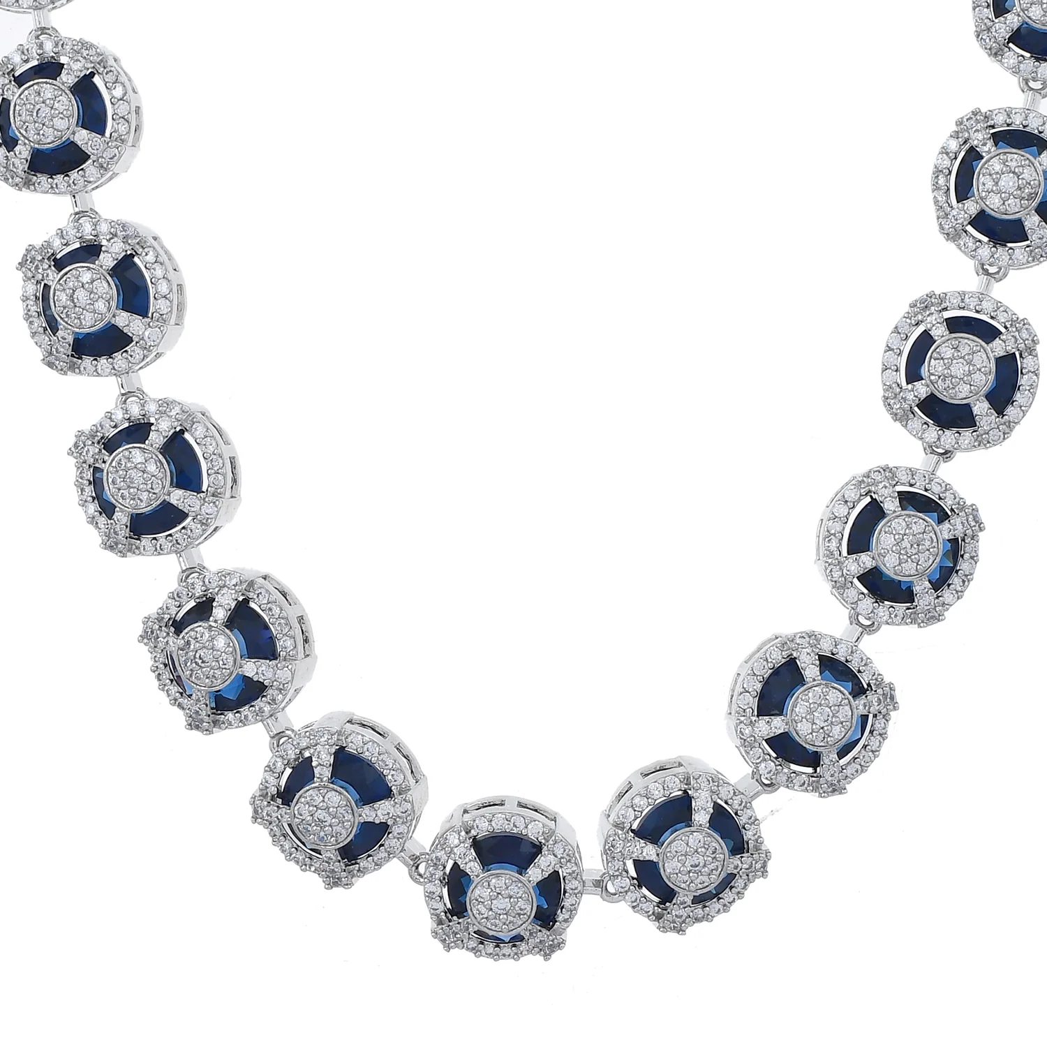 Sparkling Essentials Celestial Blue American Diamond Necklace Set - Image 5