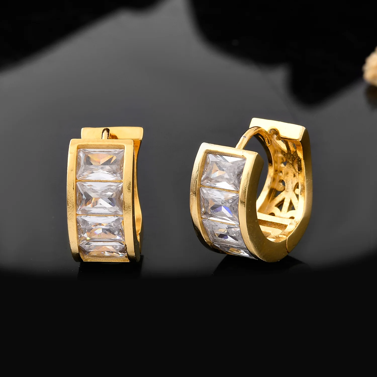 Sparkling Essentials Celestial Gold Hoop Stud Earrings