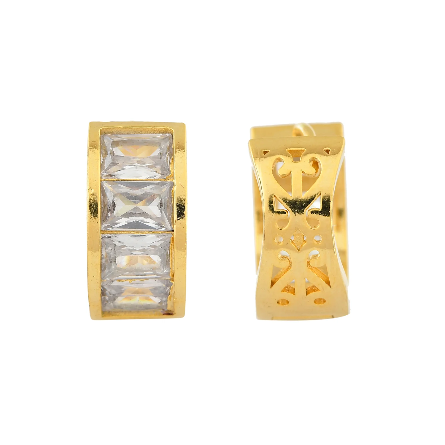 Sparkling Essentials Celestial Gold Hoop Stud Earrings - Image 5