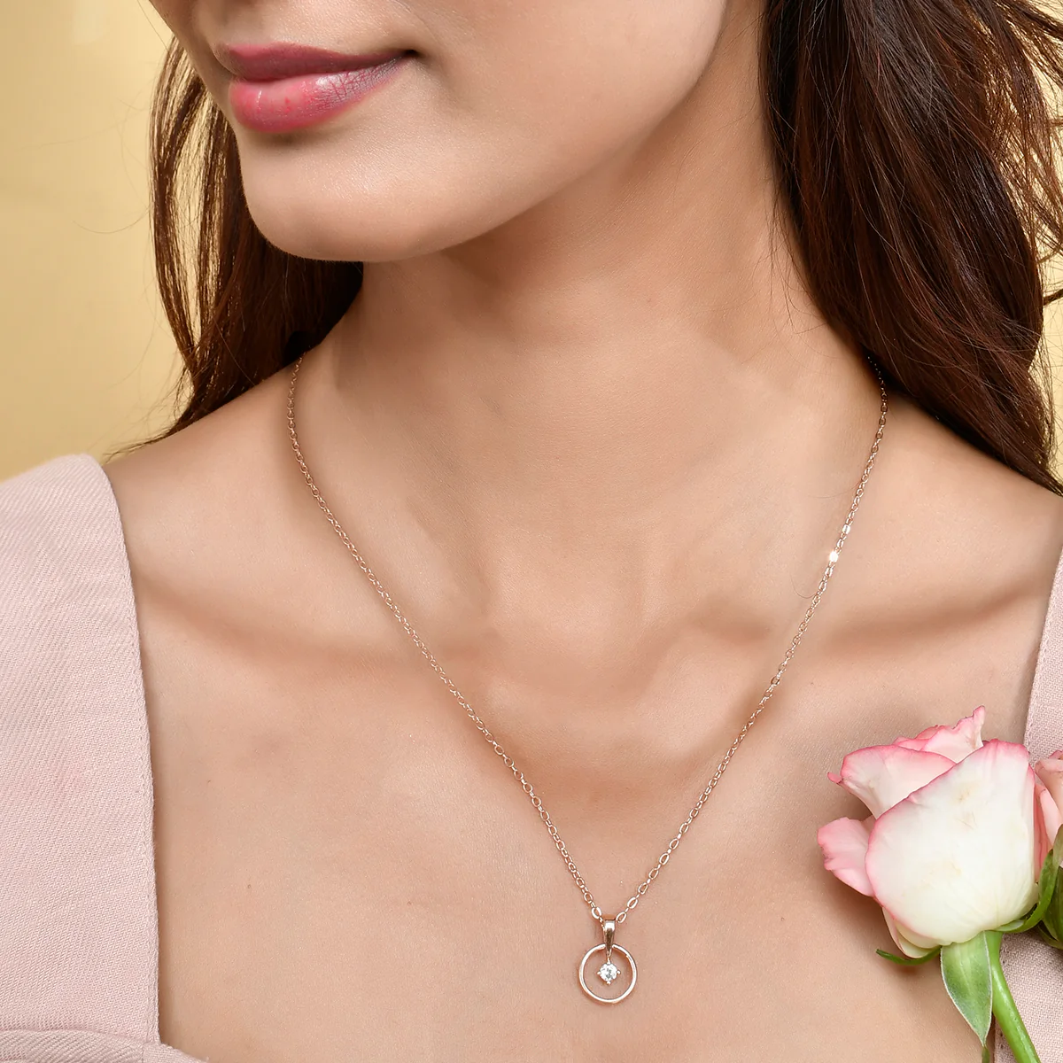Sparkling Essentials Circle Round Cut CZ Pendant - Image 2