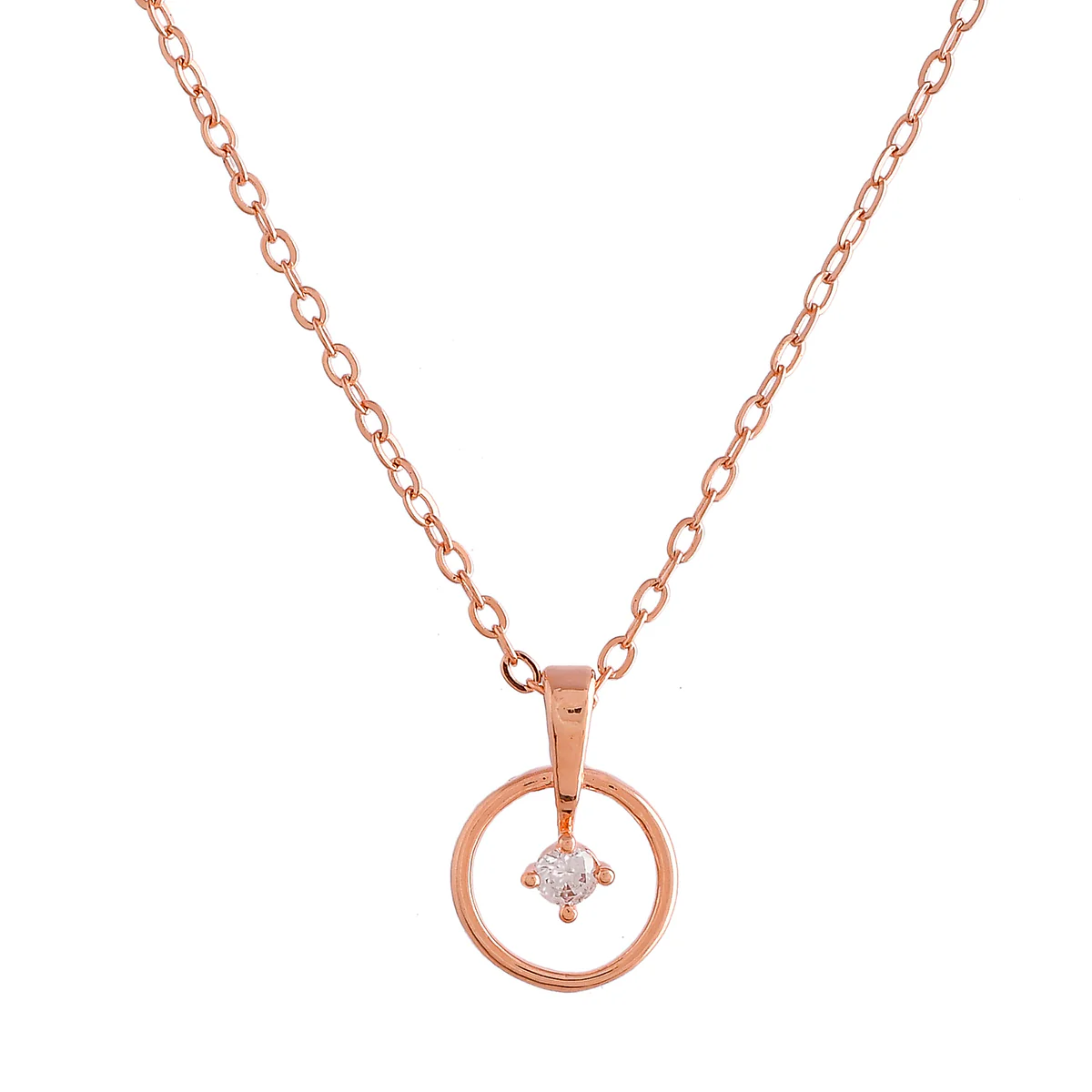 Sparkling Essentials Circle Round Cut CZ Pendant - Image 3