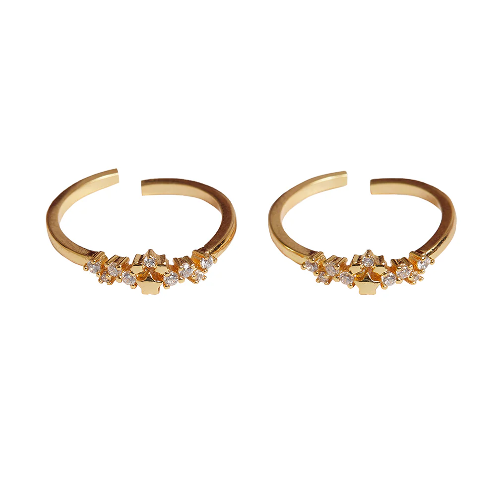 Sparkling Essentials Cz Adjustable Brass Toe Rings - Image 2