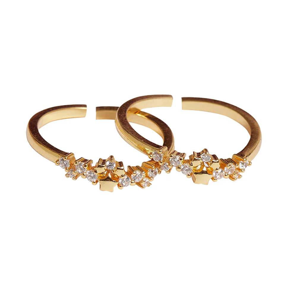 Sparkling Essentials Cz Adjustable Brass Toe Rings - Image 4