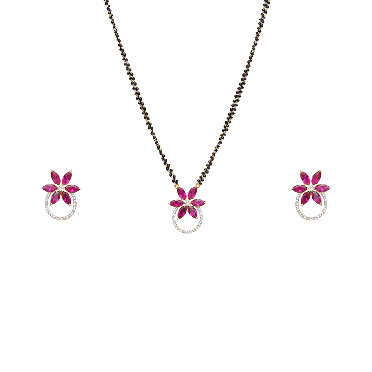 Sparkling Essentials Floral CZ Mangalsutra Set - Image 4
