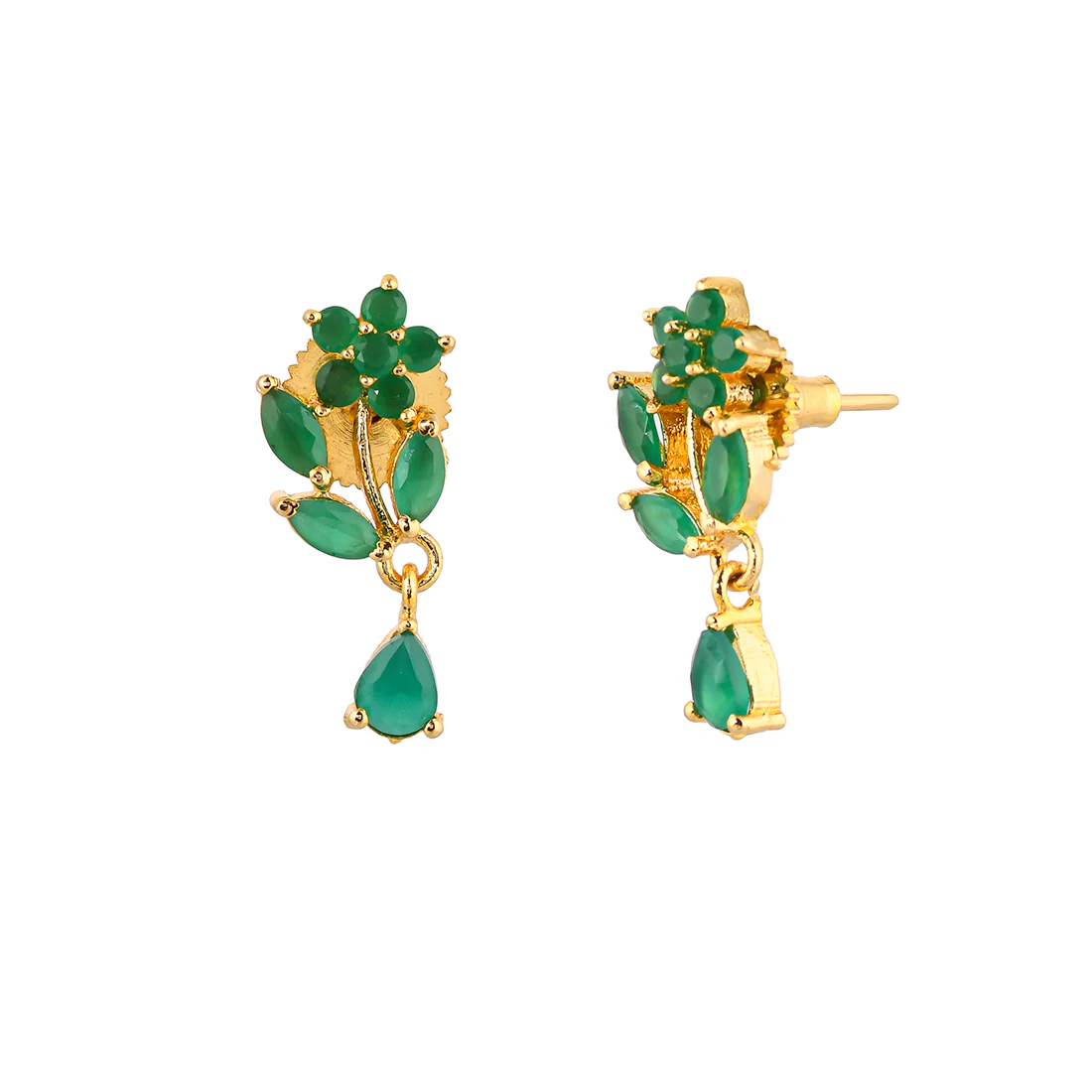 Sparkling Essentials Floral Gold Plated CZ Stud Earrings - Image 4