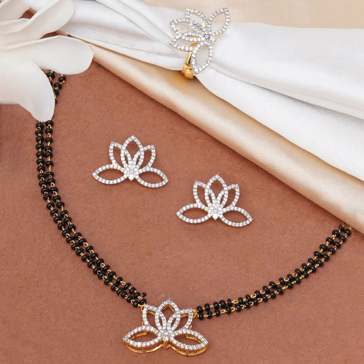 Sparkling Essentials Floral Motifs CZ Mangalsutra Set