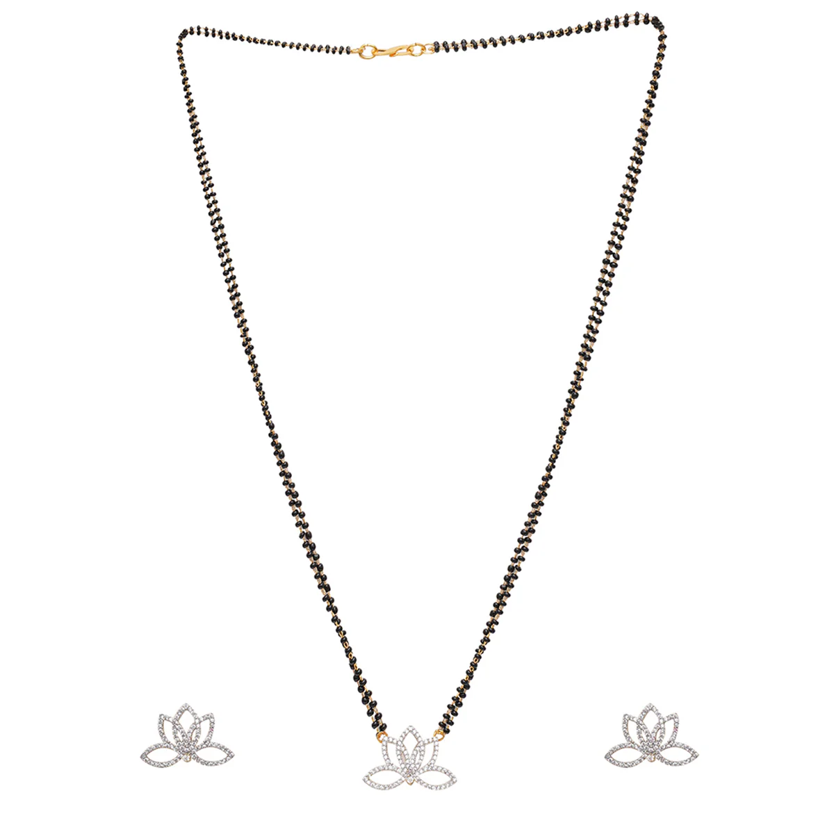 Sparkling Essentials Floral Motifs CZ Mangalsutra Set - Image 3