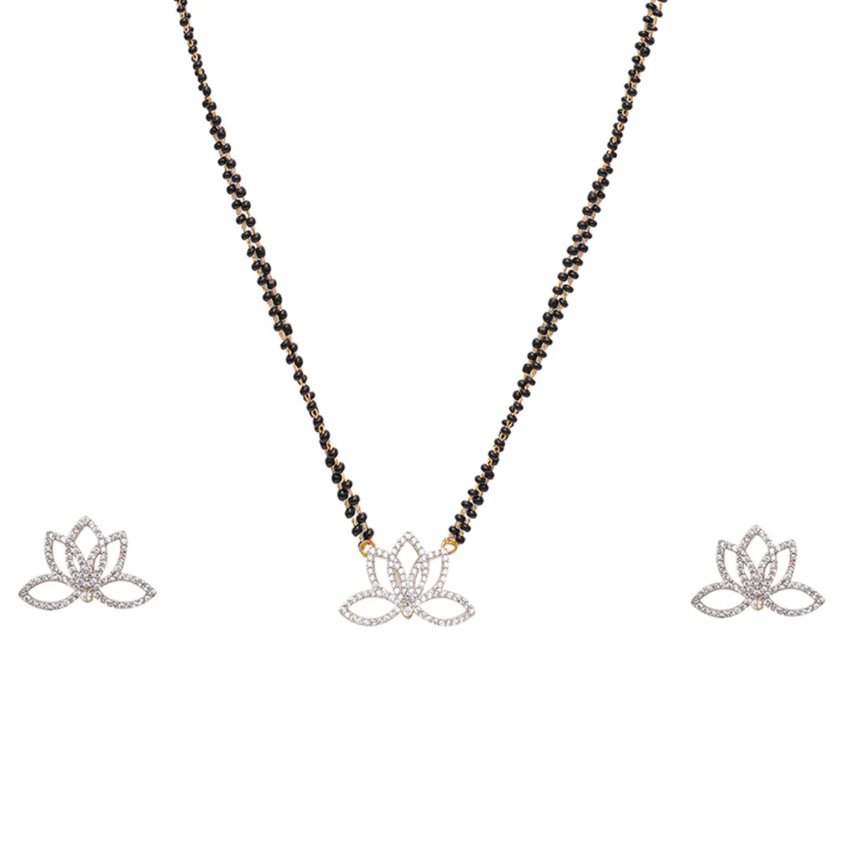 Sparkling Essentials Floral Motifs CZ Mangalsutra Set - Image 4