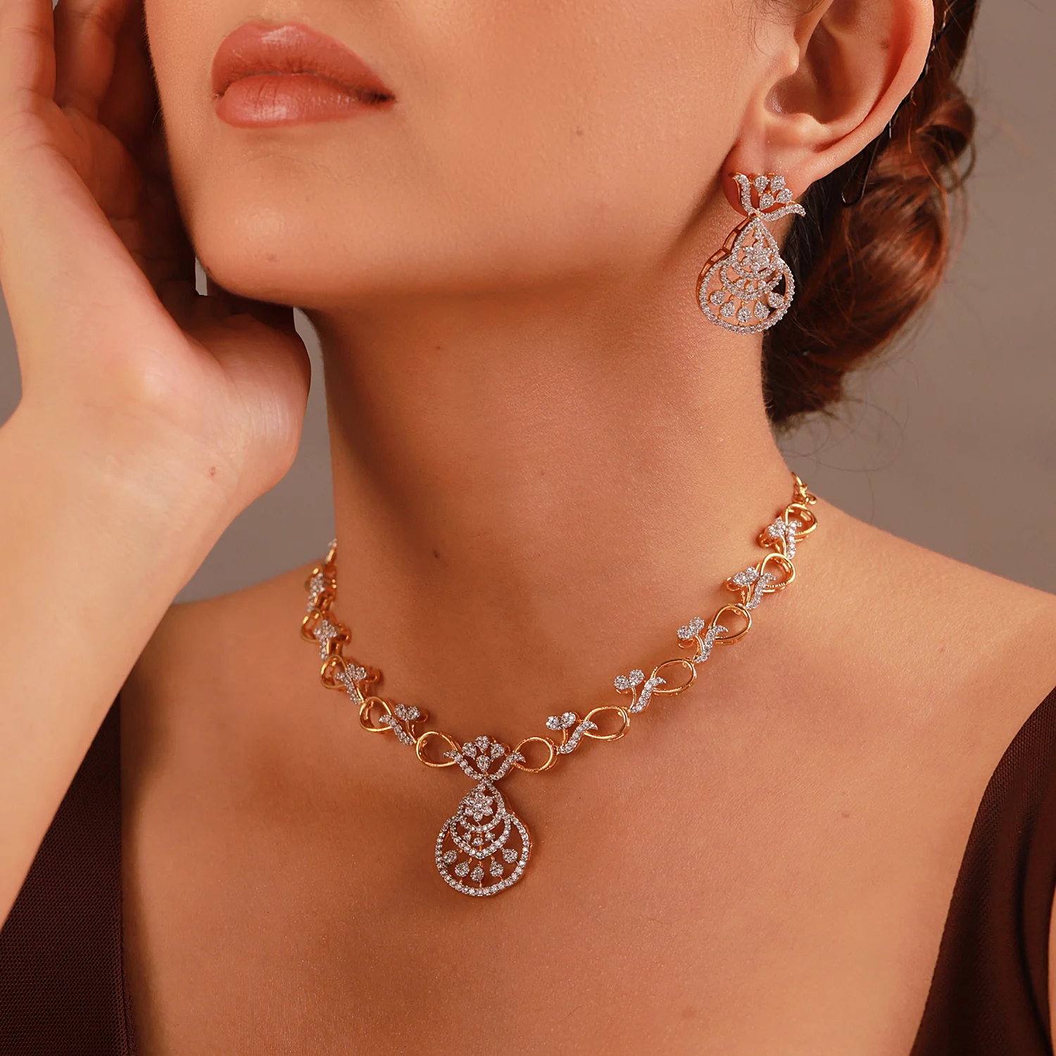 Sparkling Essentials Florinelle American Diamond Necklace Set - Image 2