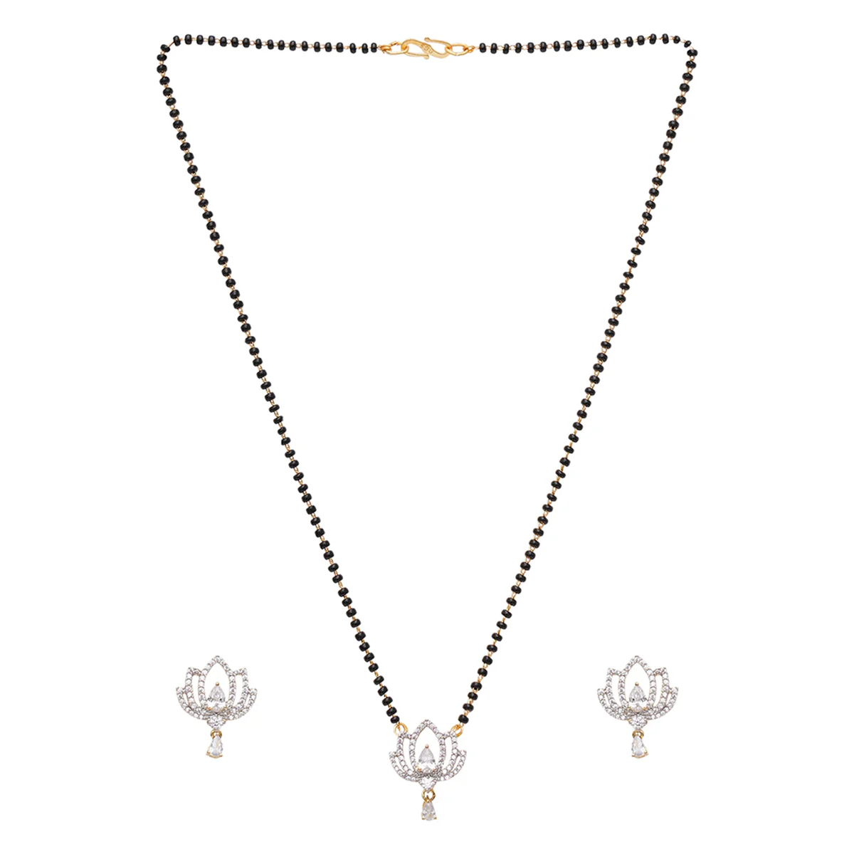 Sparkling Essentials Gold Plated Floral Mangalsutra Set - Image 3