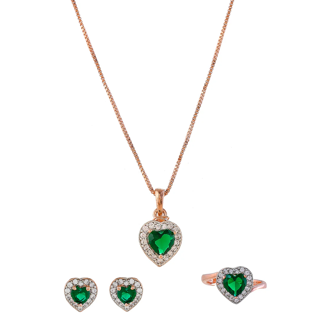 Sparkling Essentials Green Heart Shaped Zirconia Box Set - Image 3