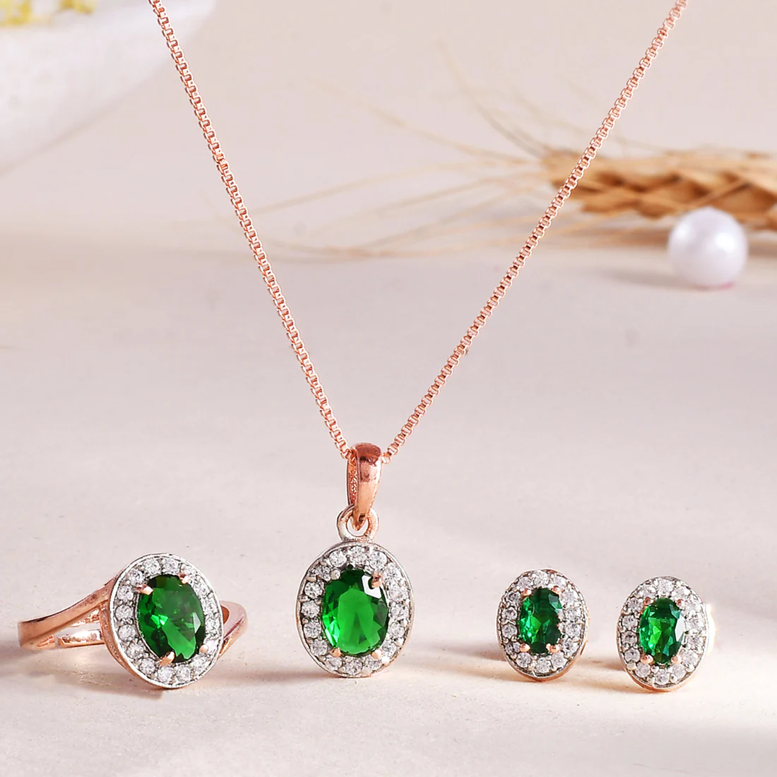 Sparkling Essentials Green Oval Cut Zirconia Box Set