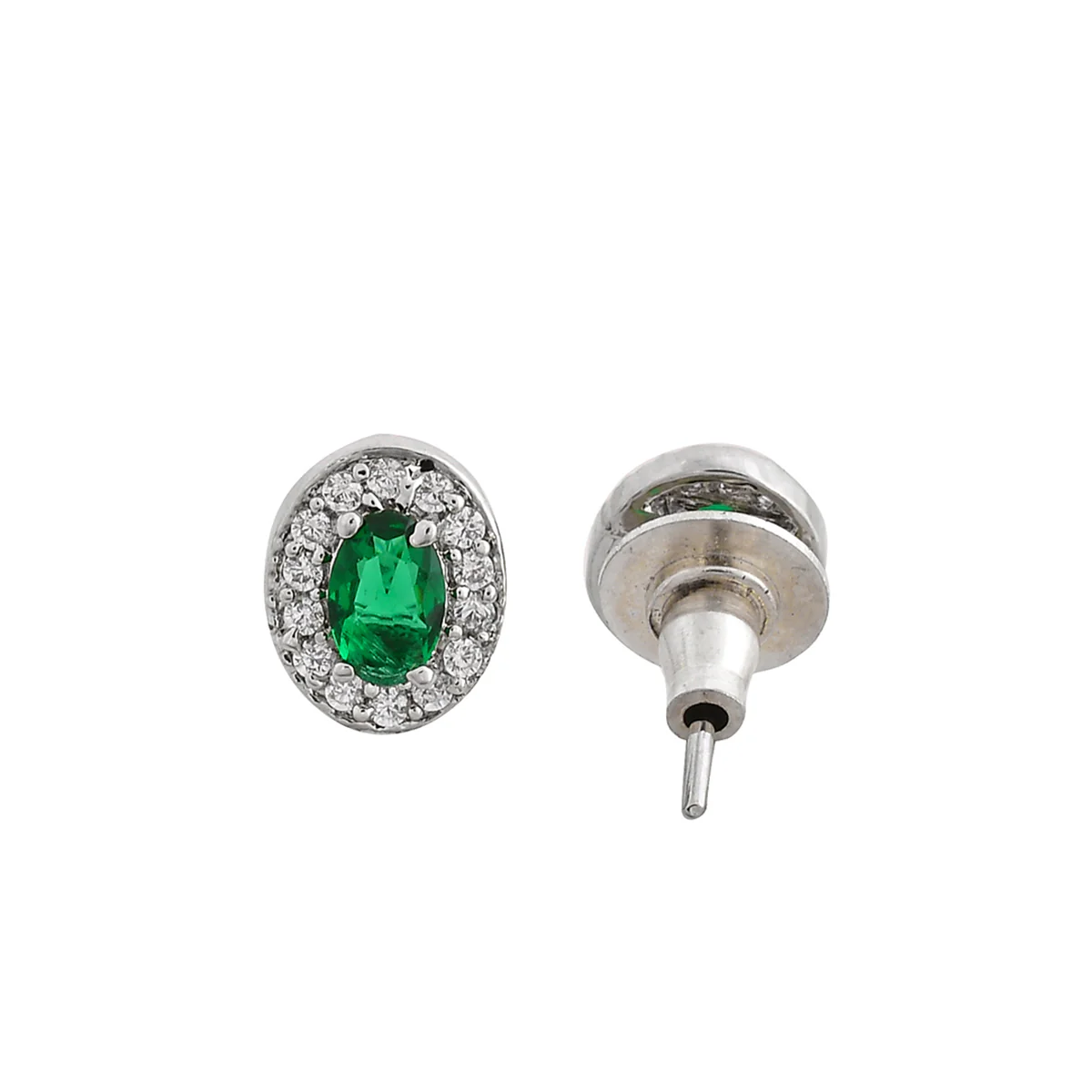 Sparkling Essentials Green Oval Silver Mangalsutra Set - Image 5