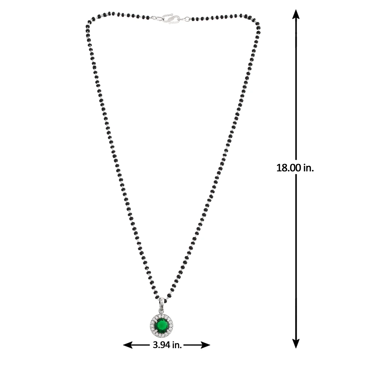 Sparkling Essentials Green Round Silver Magalsutra Set - Image 6