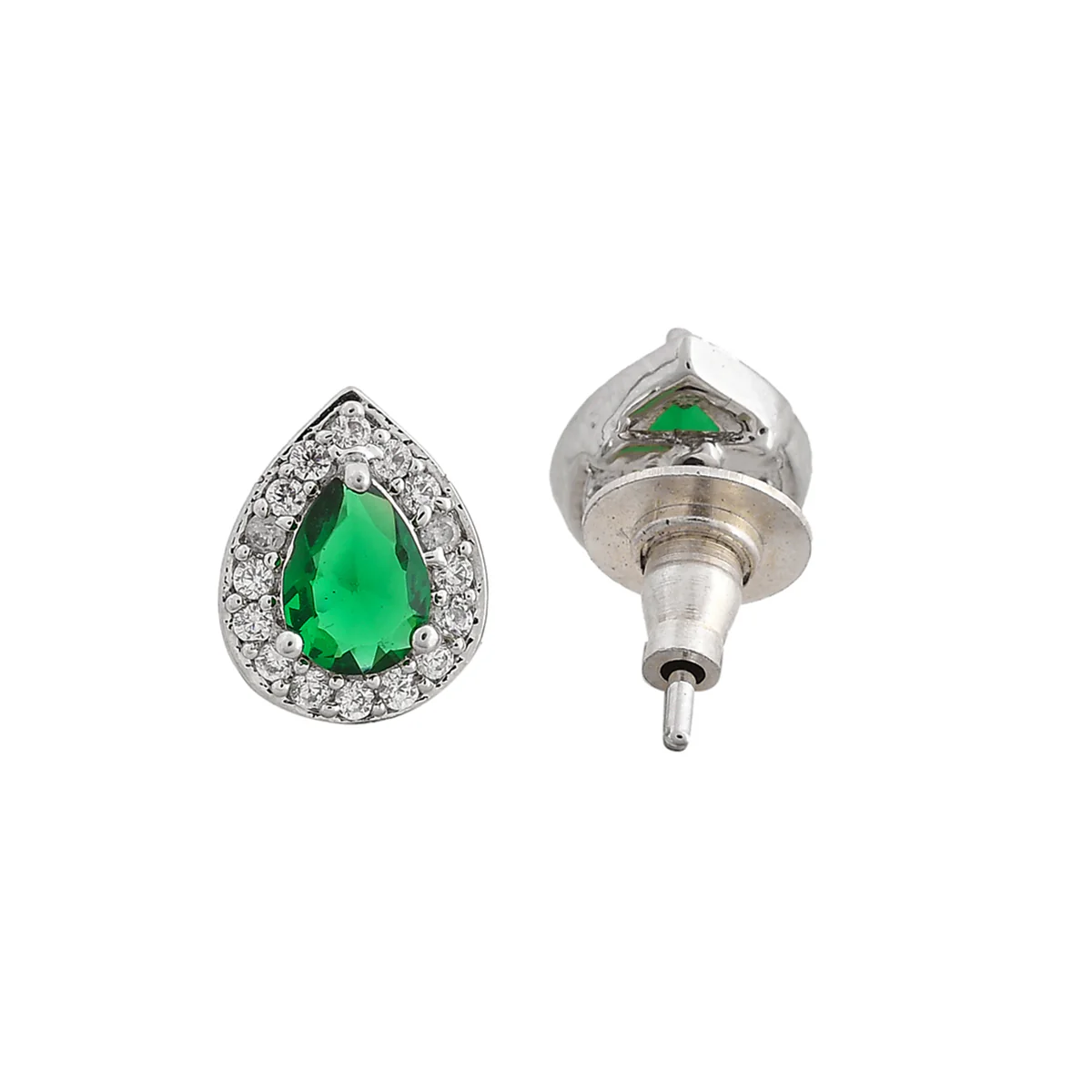 Sparkling Essentials Green Teardrop Shaped Silver Mangalsutra Set - Image 5