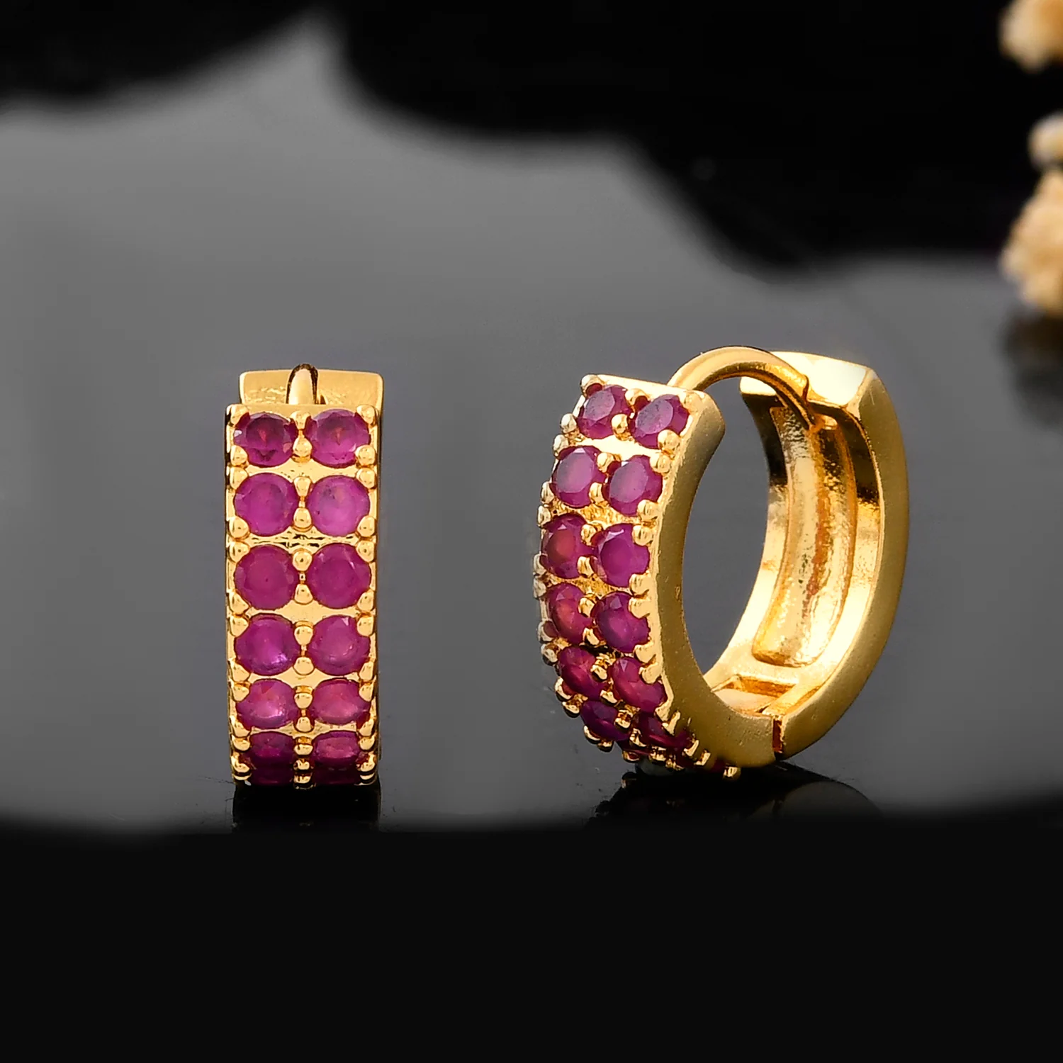 Sparkling Essentials Gulab Hoop Stud Earrings