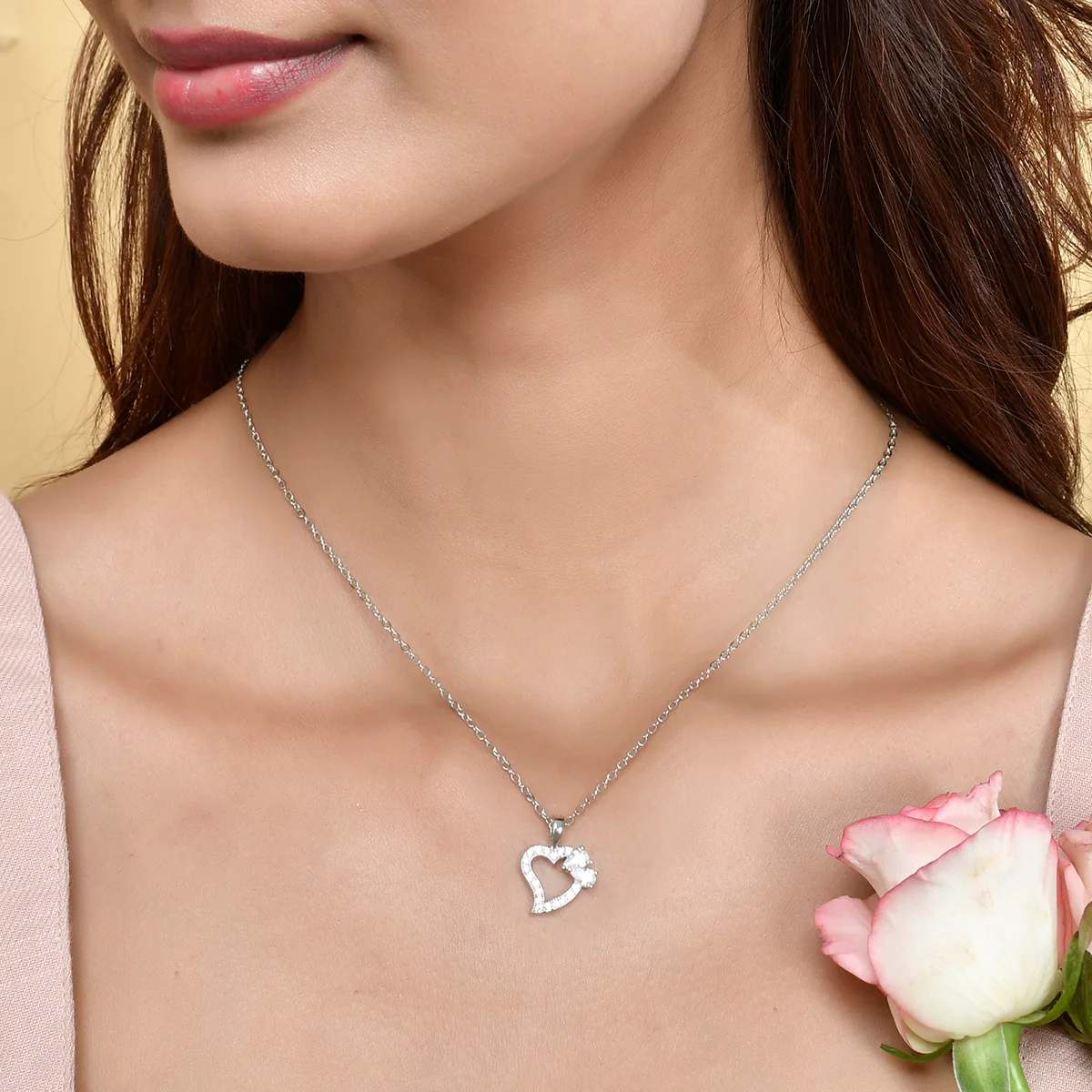 Sparkling Essentials Heart Zirconia Adorned Pendant - Image 2