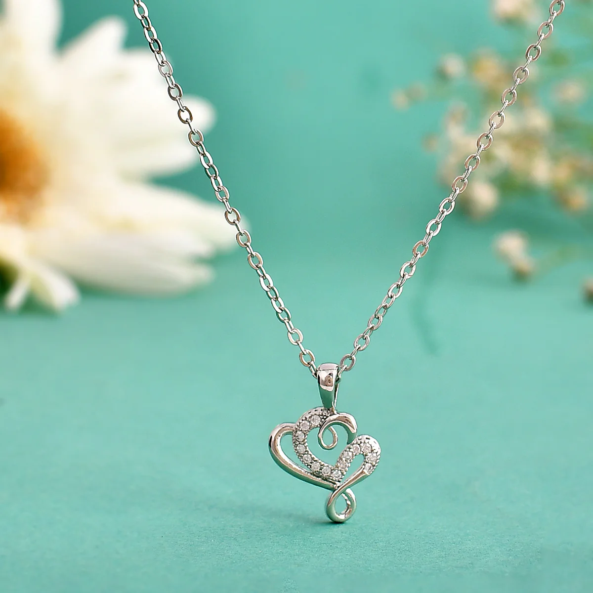Sparkling Essentials Hearts CZ Adorned Pendant