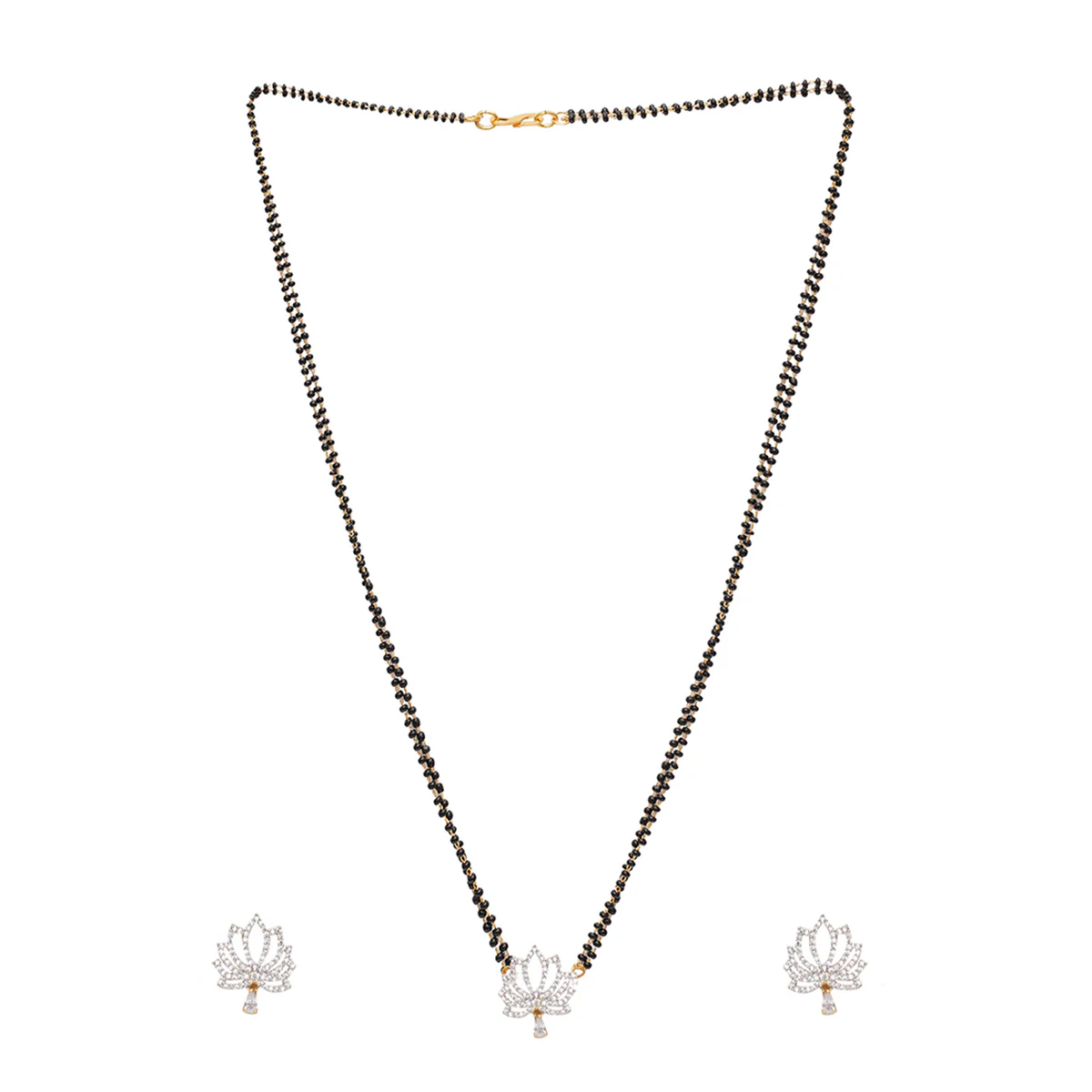 Sparkling Essentials Loatus Motifs Mangalsutra Set - Image 3