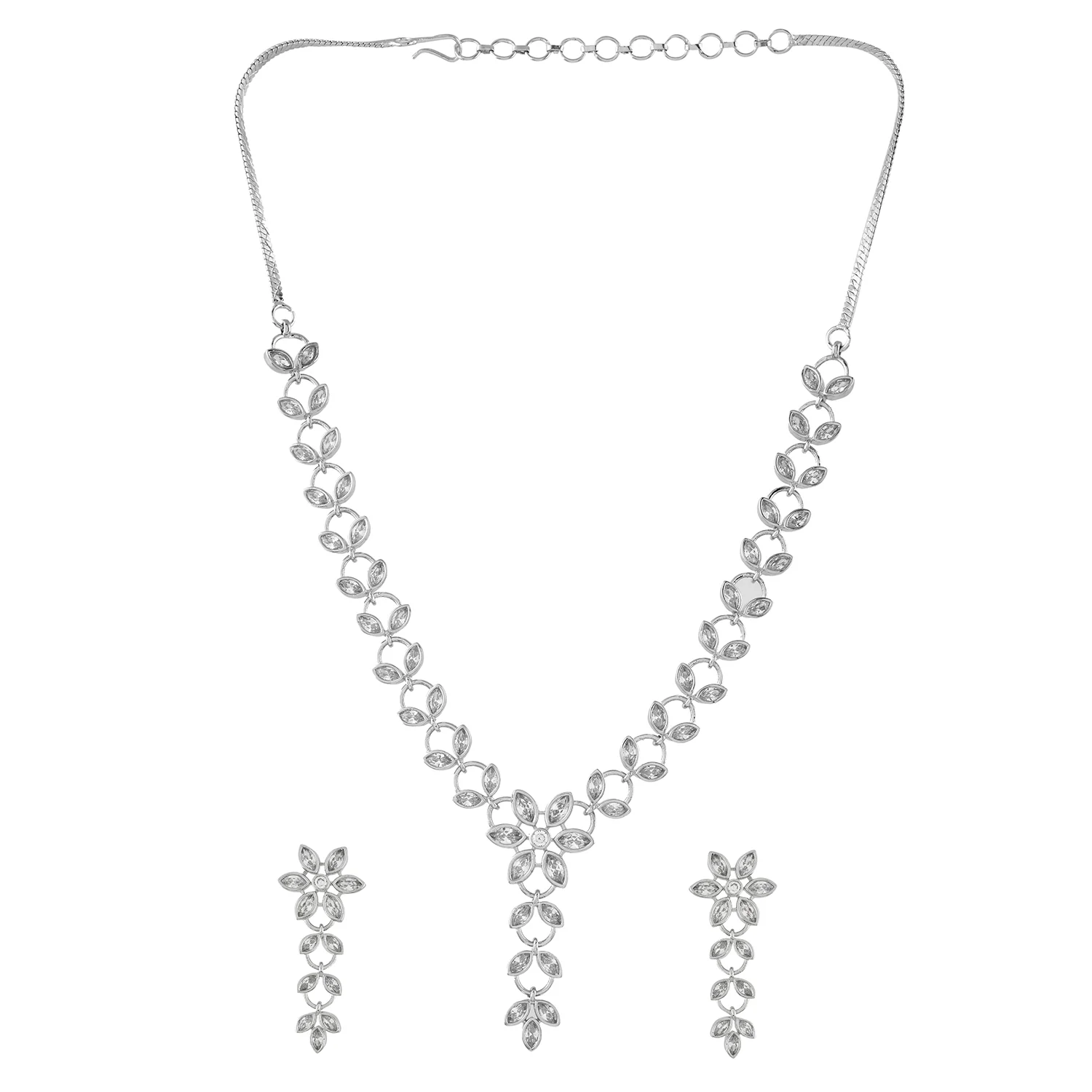 Sparkling Essentials Luminary Floral  American Diamond Necklace Set - Image 4