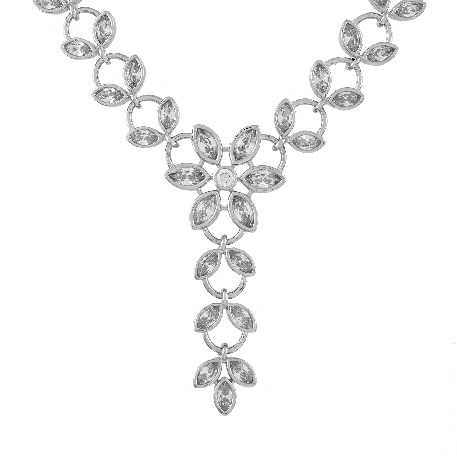 Sparkling Essentials Luminary Floral  American Diamond Necklace Set - Image 5