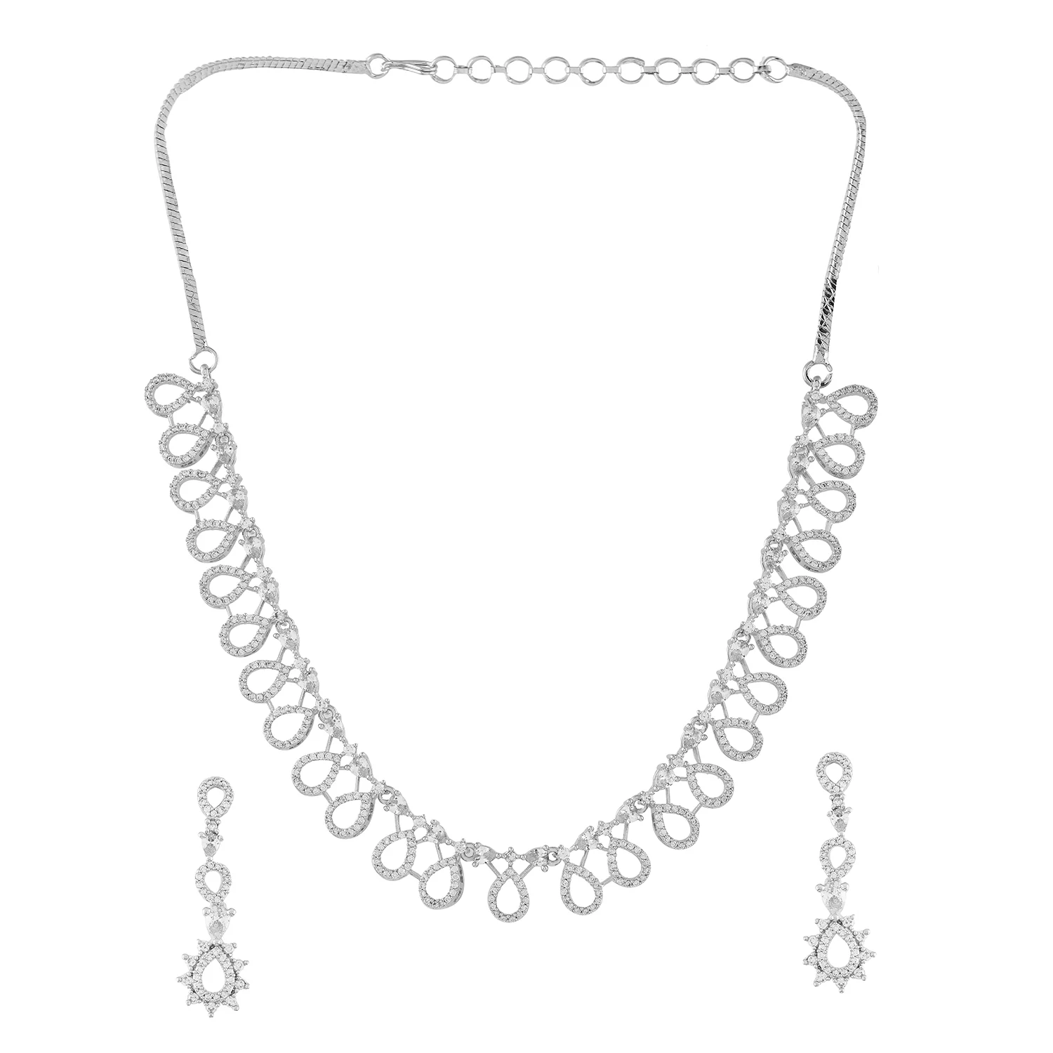 Sparkling Essentials Luminescent Grace American Diamond Necklace Set - Image 3