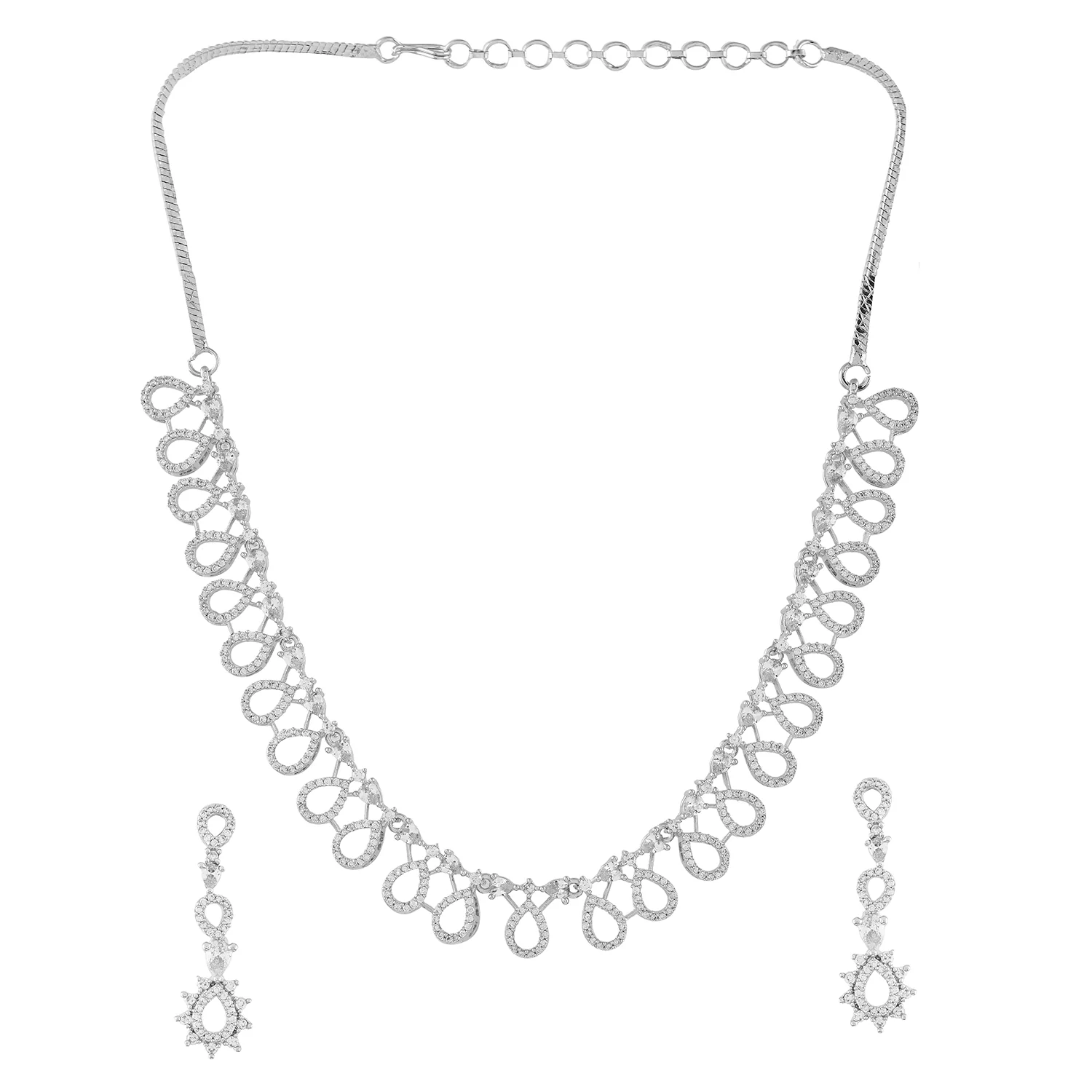 Sparkling Essentials Luminescent Grace American Diamond Necklace Set - Image 4