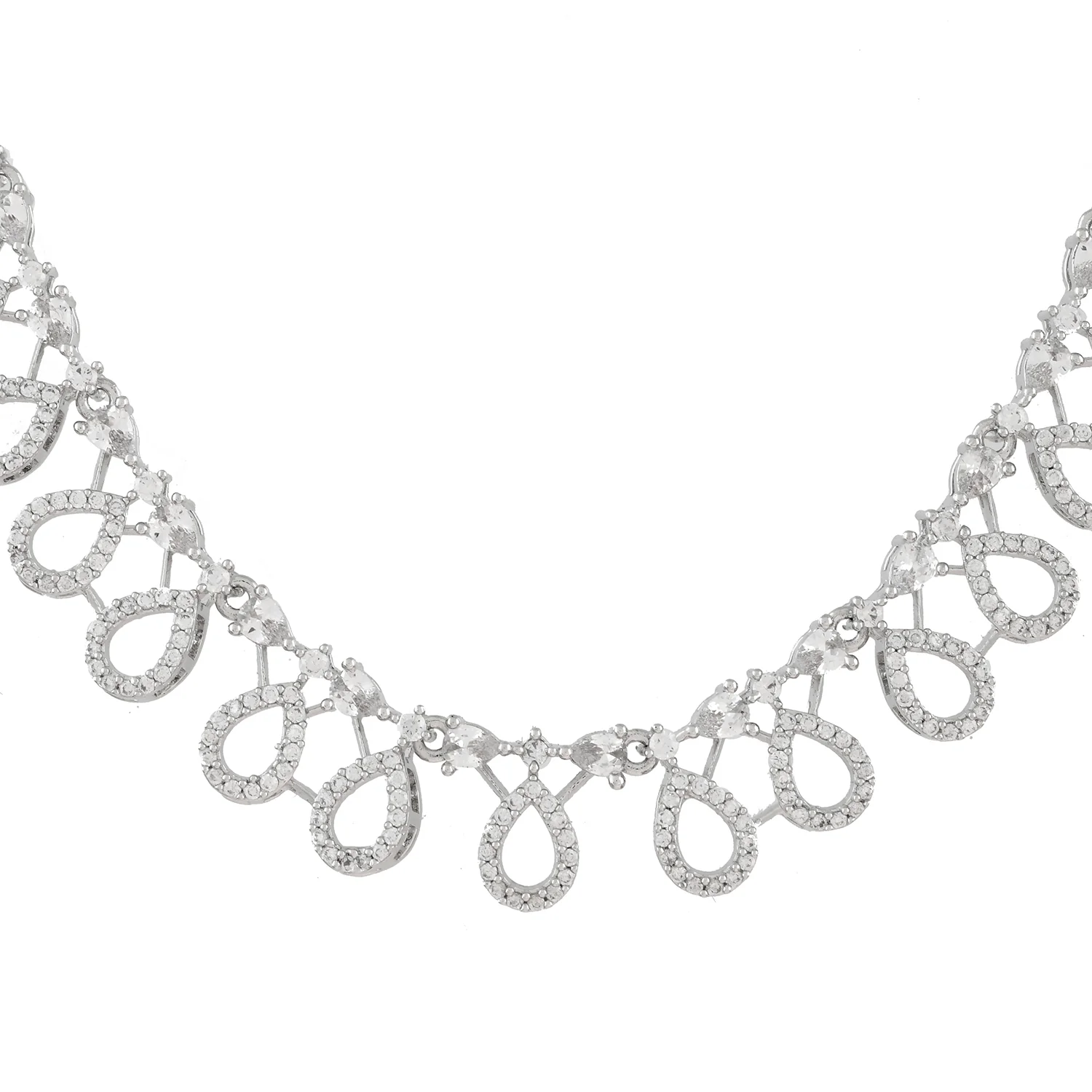 Sparkling Essentials Luminescent Grace American Diamond Necklace Set - Image 5
