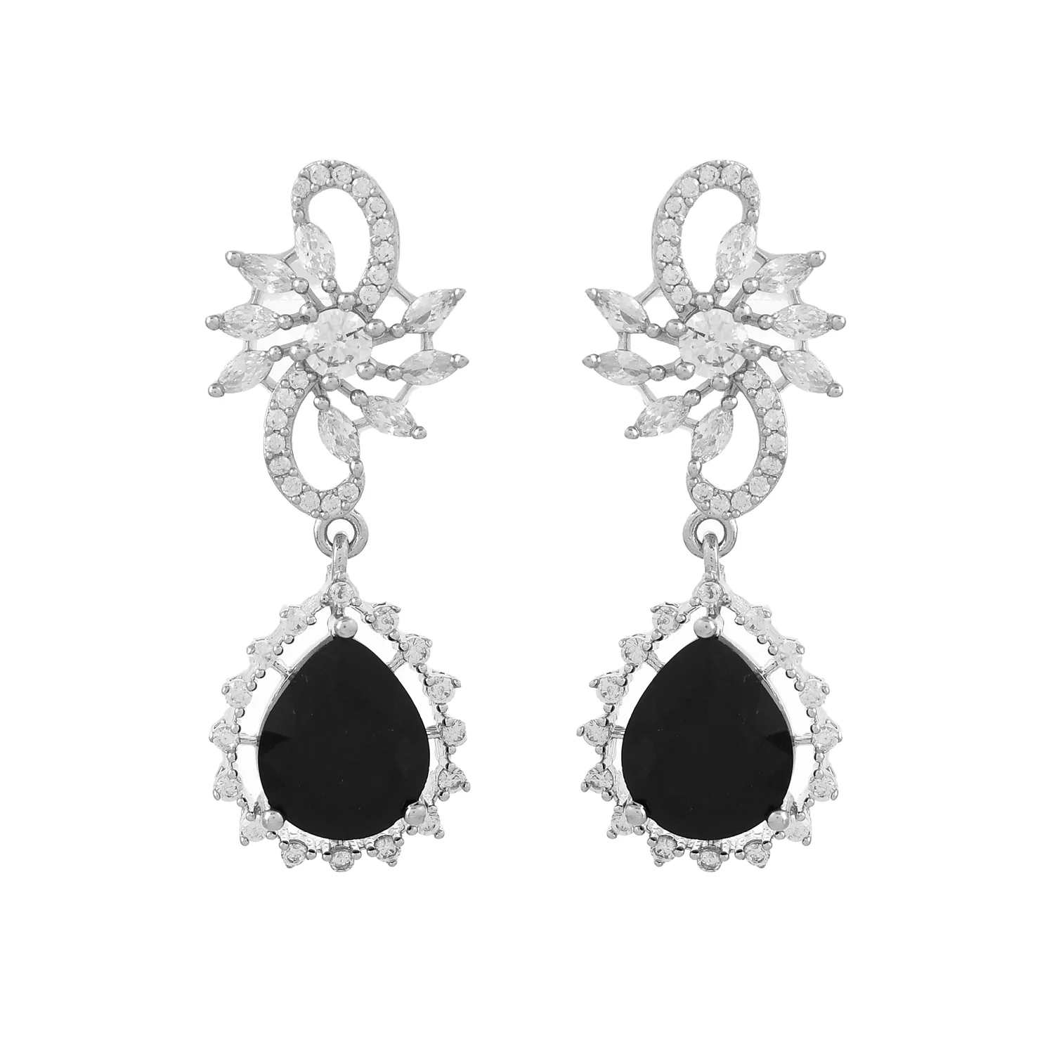 Sparkling Essentials Midnight Blossom American Diamond Necklace Set - Image 6
