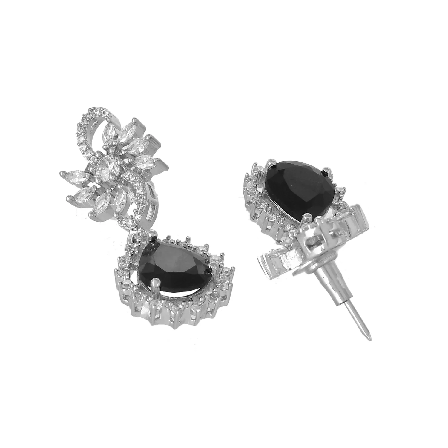 Sparkling Essentials Midnight Blossom American Diamond Necklace Set - Image 7
