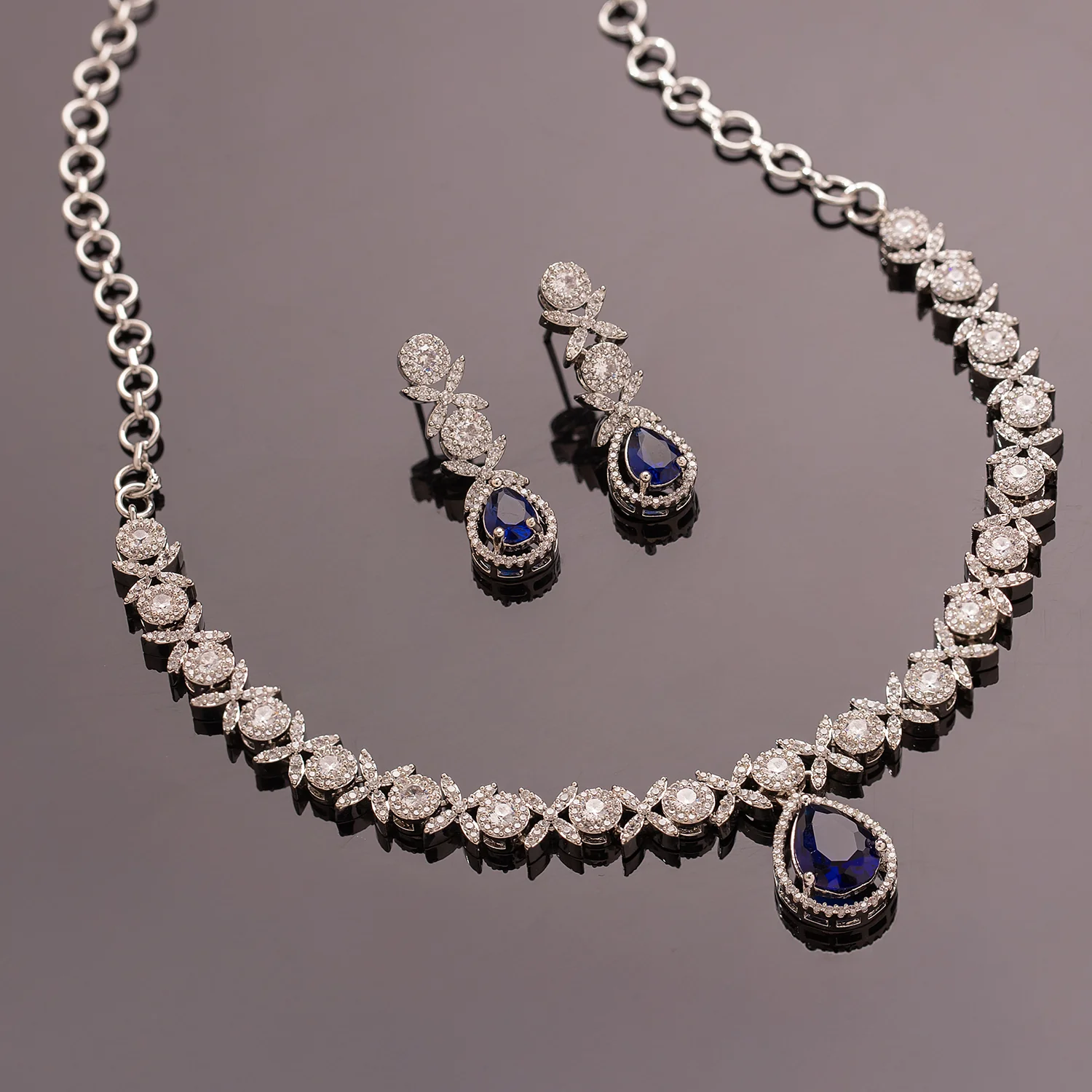 Sparkling Essentials Moonazure American Diamond Necklace Set