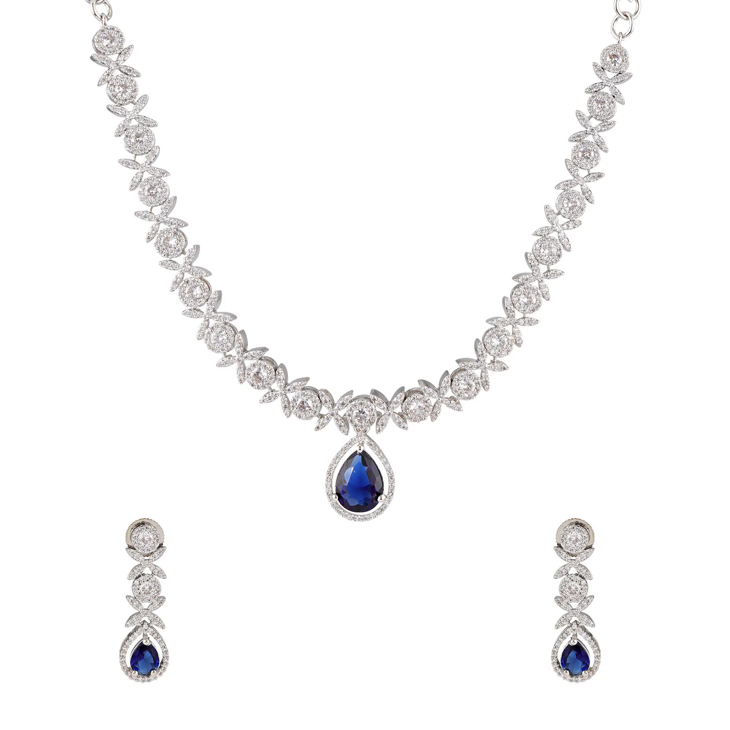 Sparkling Essentials Moonazure American Diamond Necklace Set - Image 5