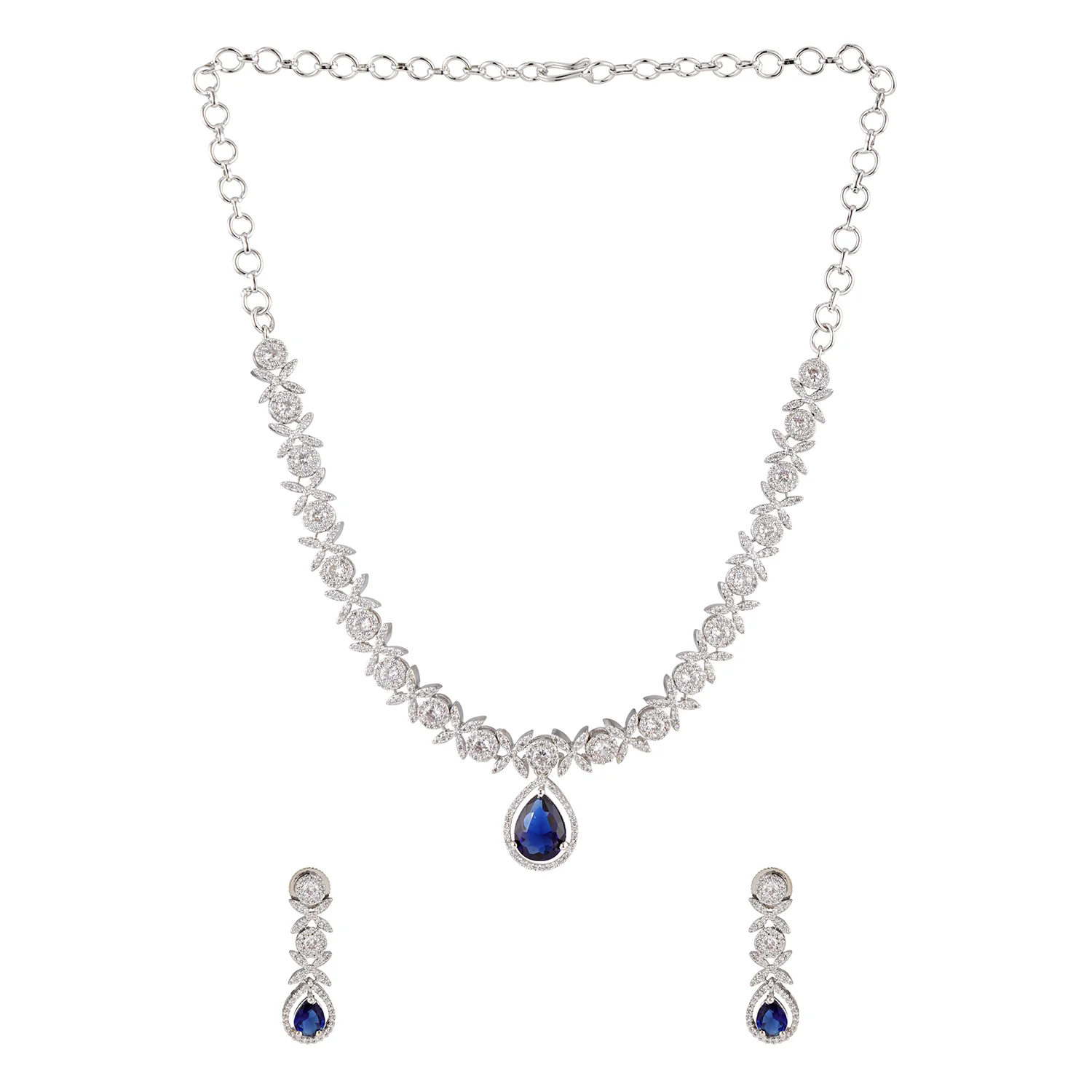 Sparkling Essentials Moonazure American Diamond Necklace Set - Image 6