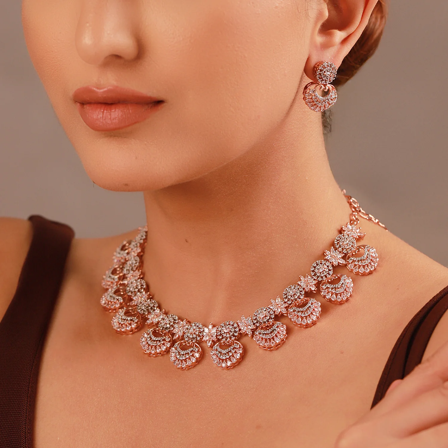 Sparkling Essentials Moondance American Diamond Necklace Set - Image 2