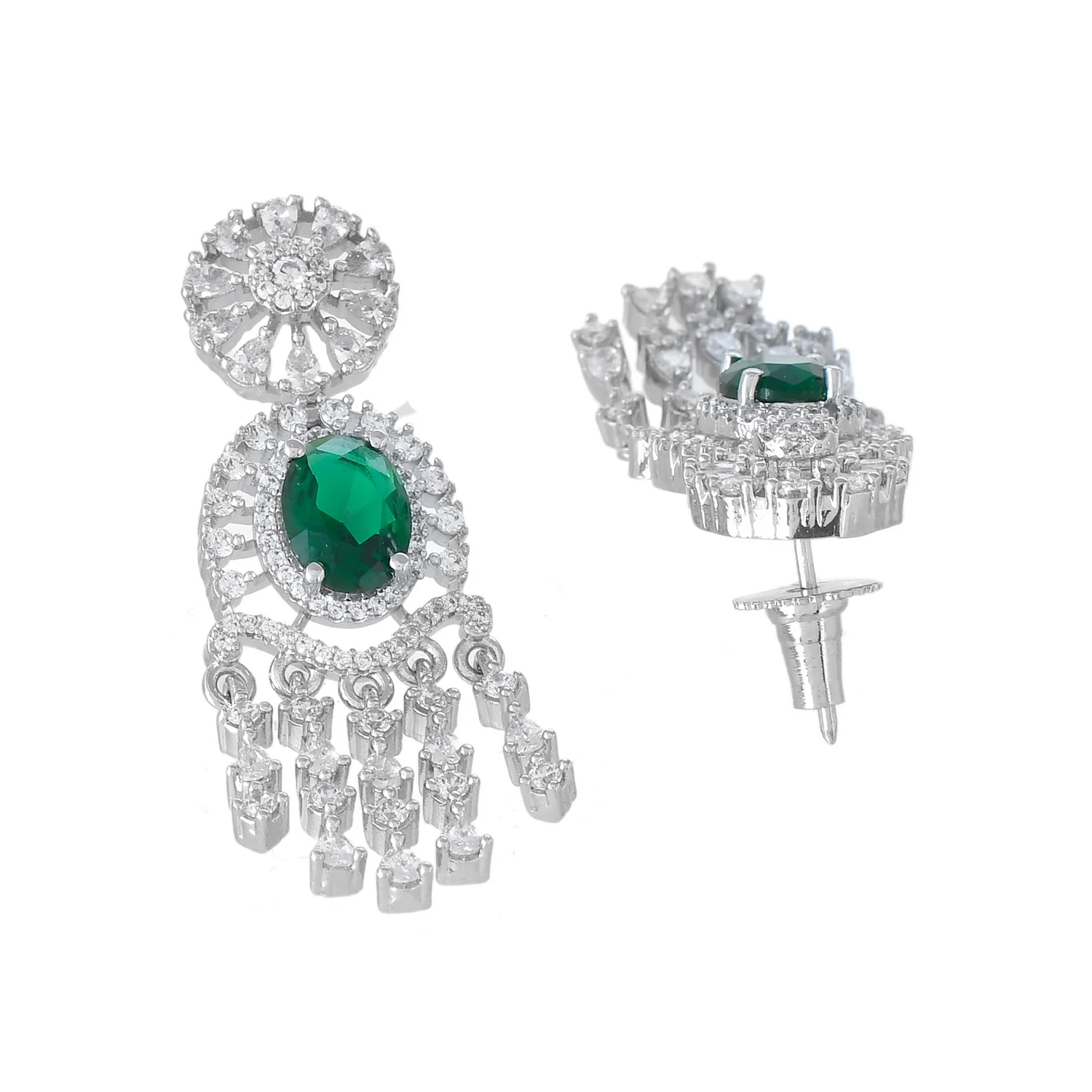 Sparkling Essentials Mystic GreenfallAmerican Diamond Necklace Set - Image 7