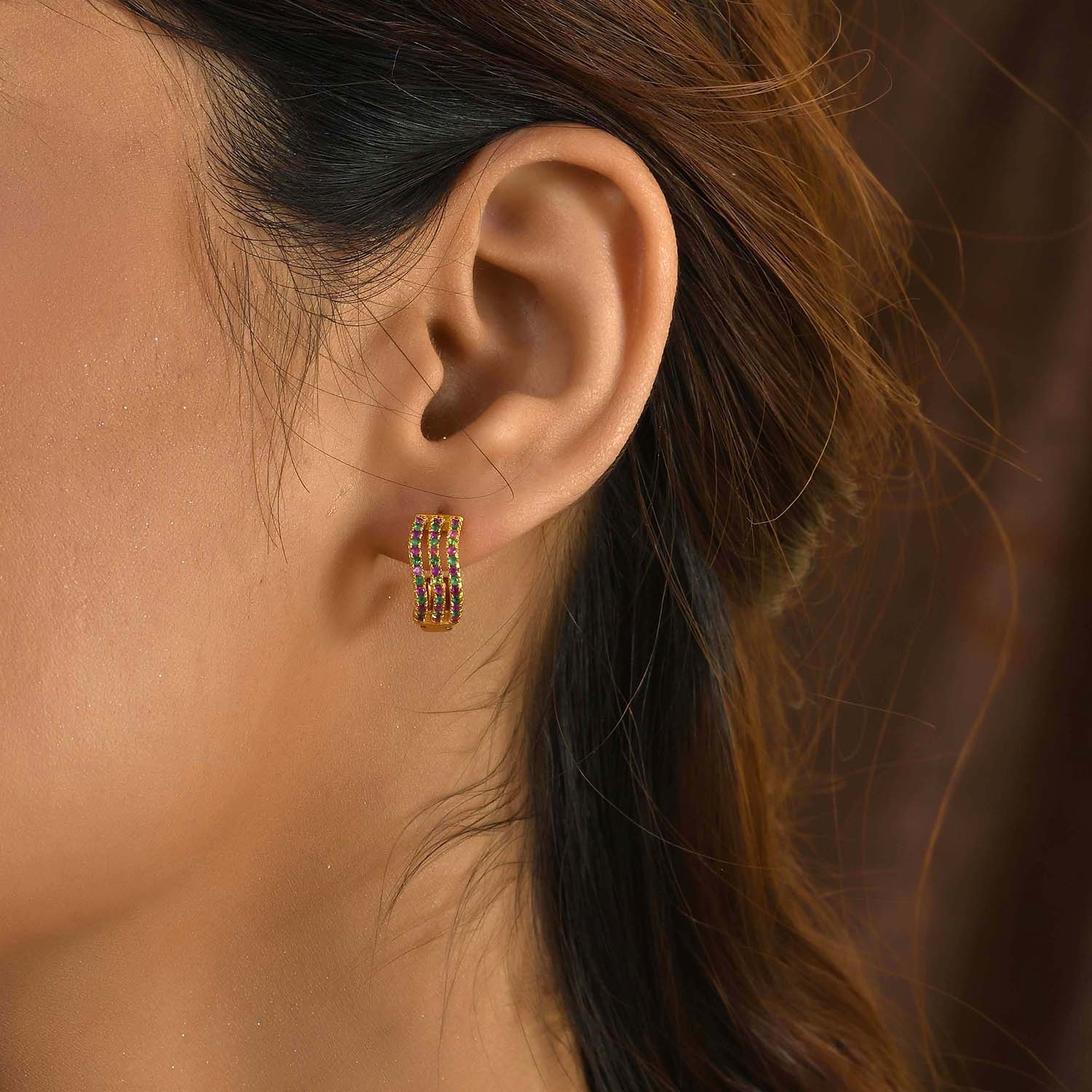 Sparkling Essentials Nitya Hoop Stud Earrings - Image 2