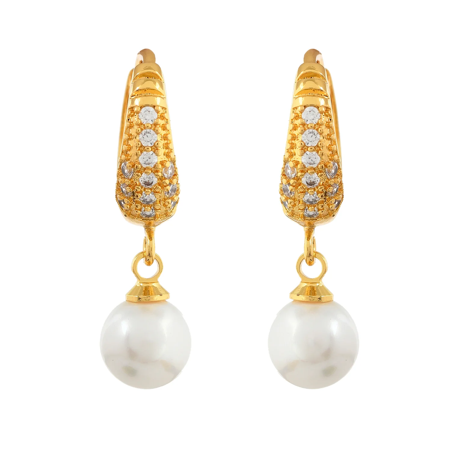 Sparkling Essentials Pearly Tara Hoop Earrings - Image 4
