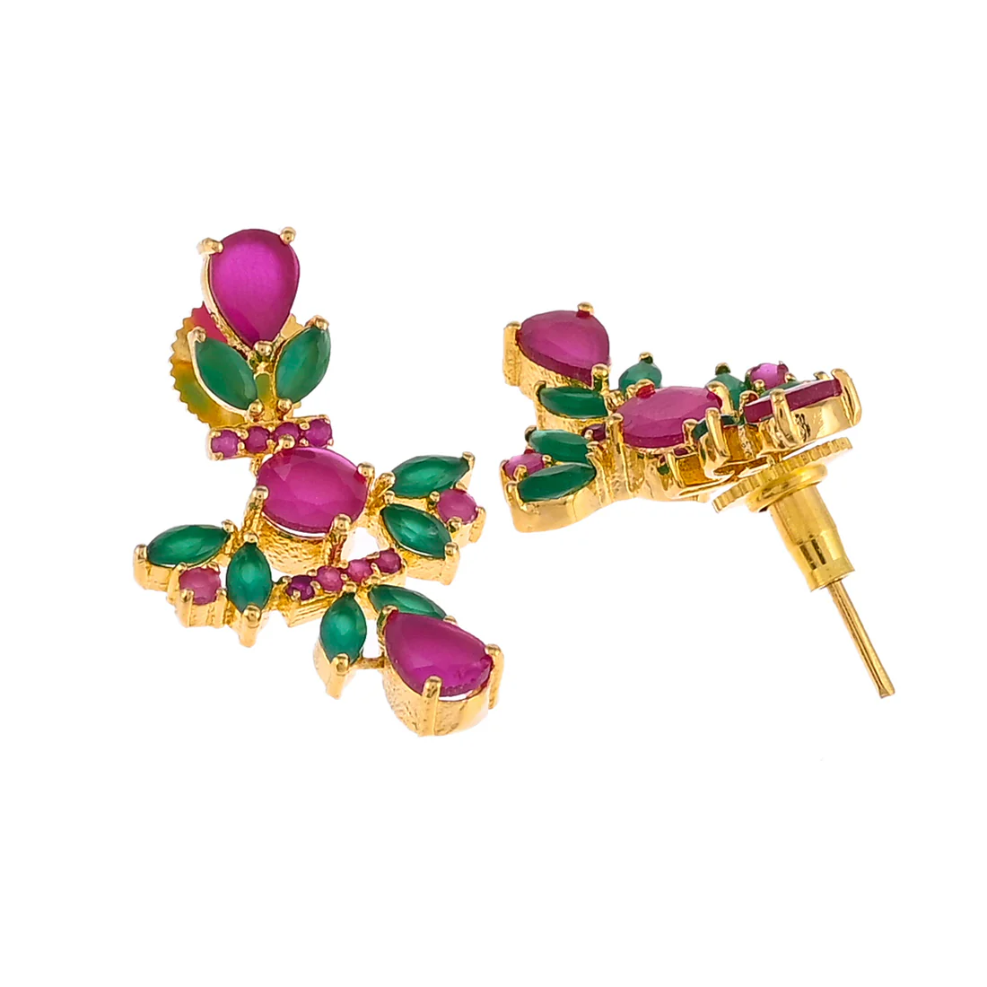 Sparkling Essentials Pink and Green Zircons Gems Jewellery Set - Image 5