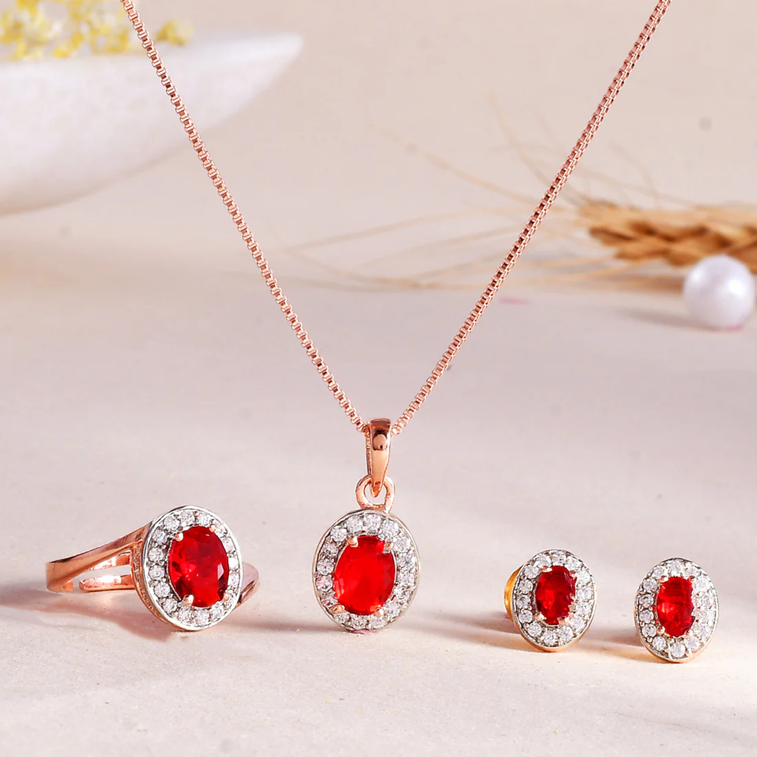 Sparkling Essentials Red Oval Cut Zircon Box Set