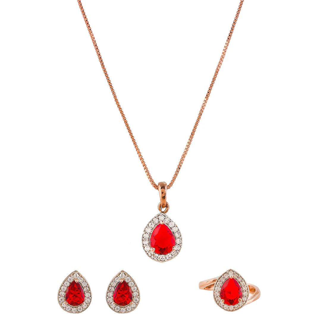 Sparkling Essentials Pink Teardrop Cut Cluster Setting CZ Box Set - Image 3