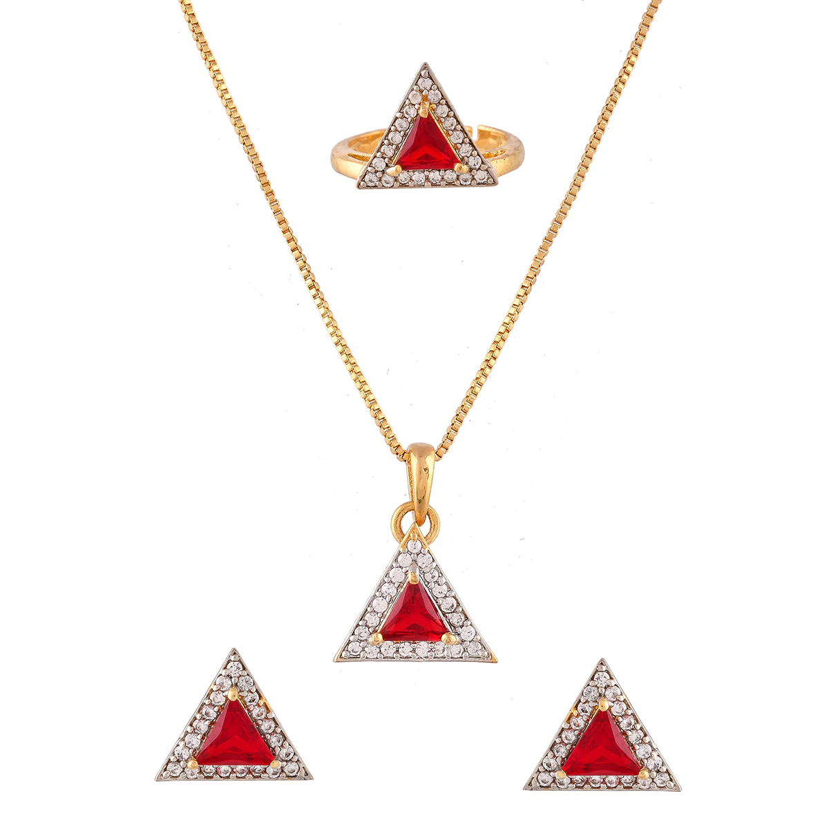 Sparkling Essentials Pink Triangle Cut CZ Jewellery Box Set - Image 3