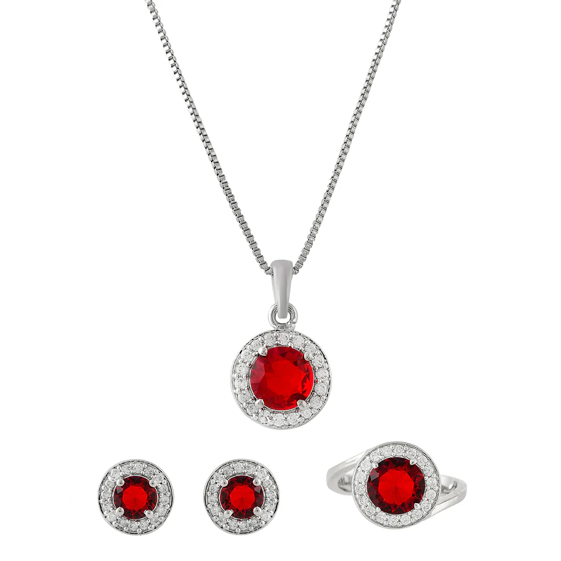 Sparkling Essentials Red Round Cut Cluster Setting CZ Box Set - Image 3