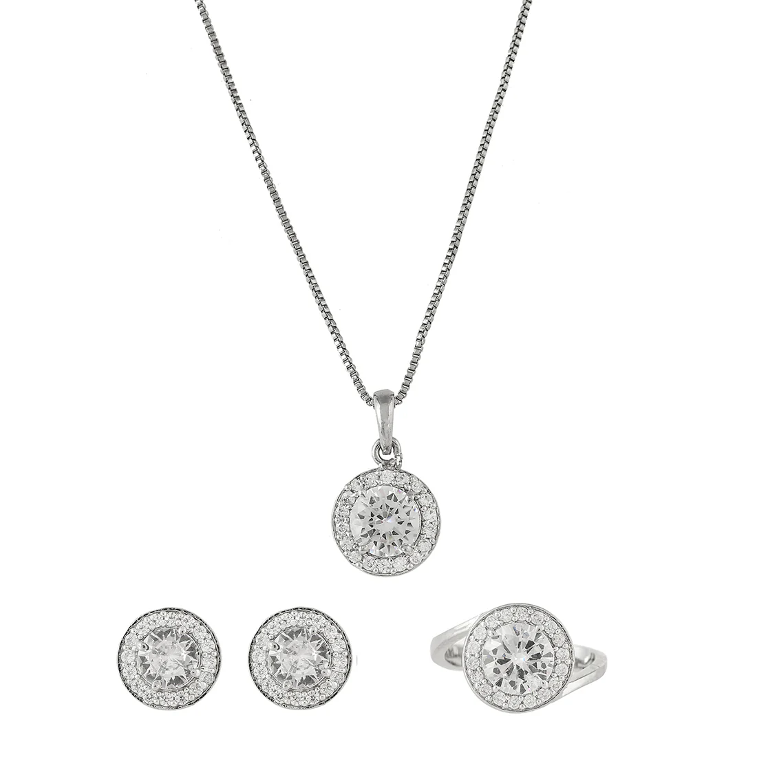 Sparkling Essentials Round Cut Cluster Setting White CZ Box Set - Image 3