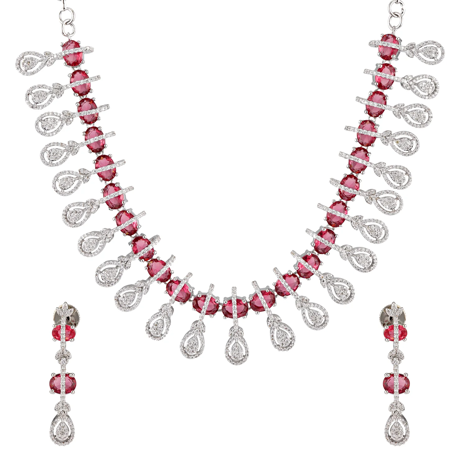 Sparkling Essentials Rubelle American Diamond Necklace Set - Image 5